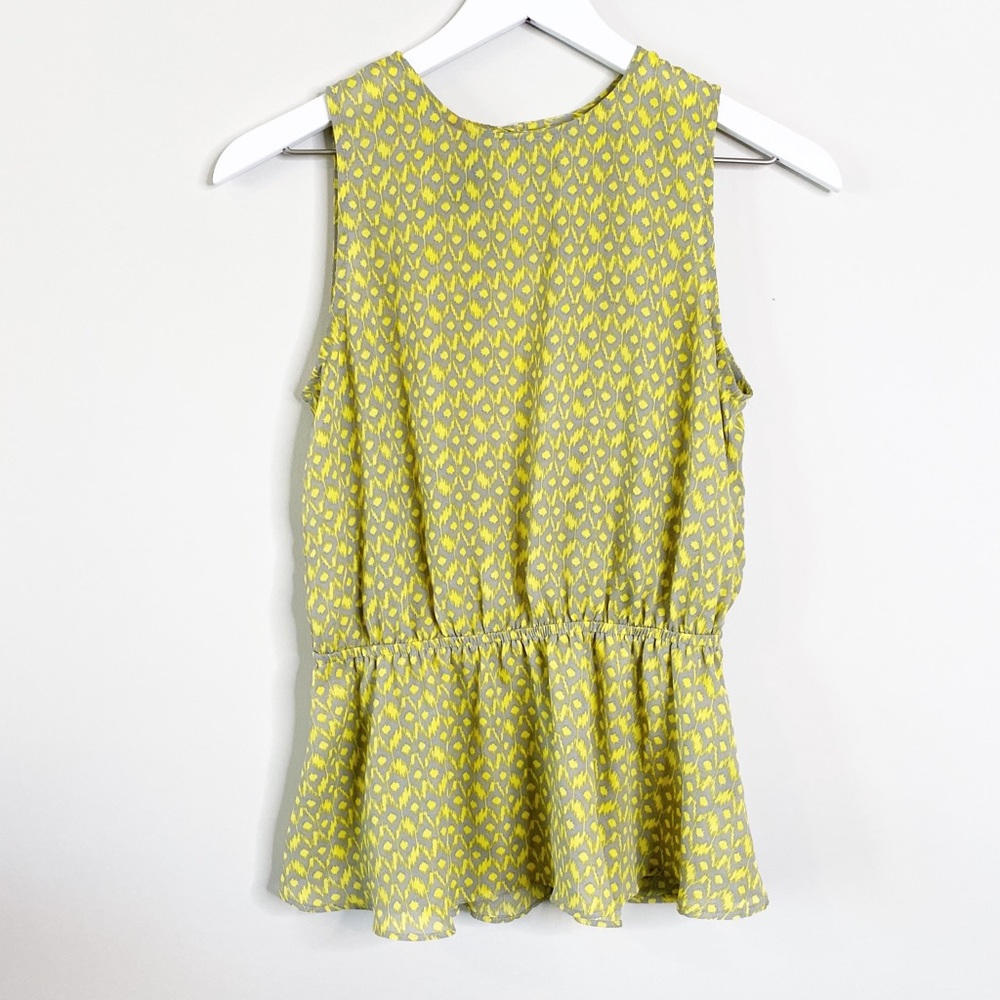 FCNY Green & Grey Sheer Chiffon Peplum Tank Top